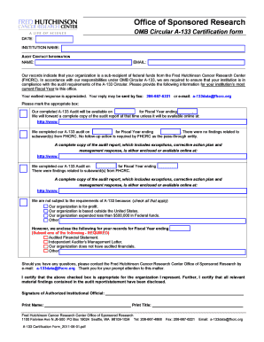 OMB Circular A-133 Certification Form