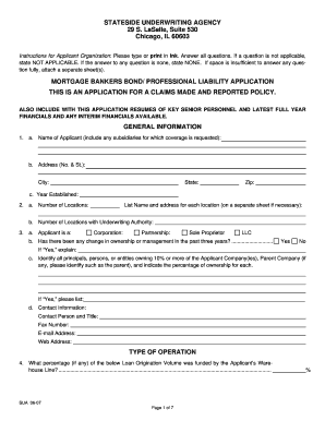 Mortgage Bankers Bond Application