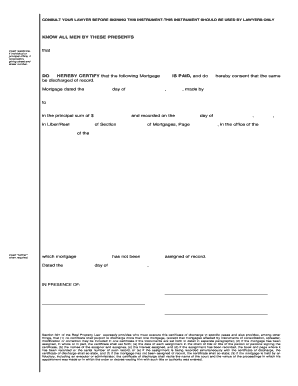 New York Mortgage Discharge Certificate