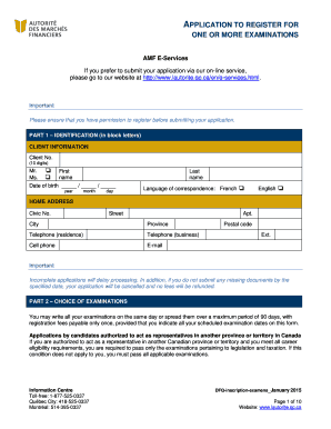 Quebec Insurance Representative Exam Registration Form