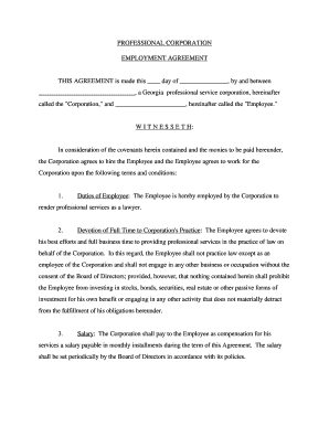 Professional Corporation Employment Agreement