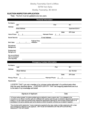 Election Inspector Application