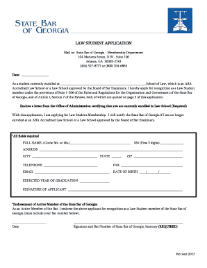 Georgia Law Student Application