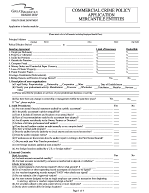 Commercial Crime Policy Application