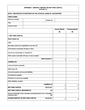 Monthly Report on Net Free Capital