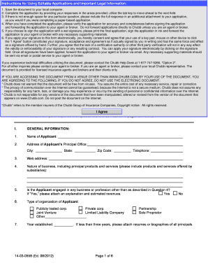 Chubb Professional Liability Insurance Renewal Application