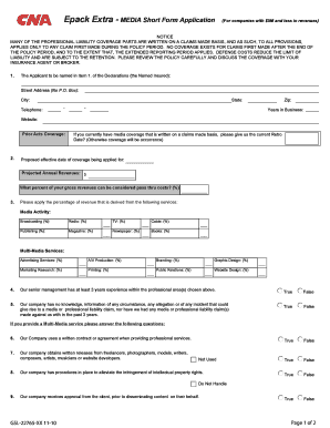 Epack Extra Media Short Form Application