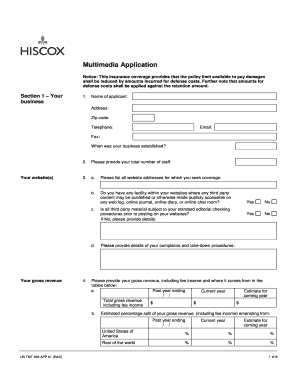 Multimedia Application Insurance Form