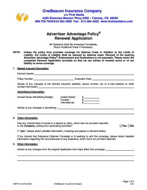 Advertiser Advantage Policy Renewal Application