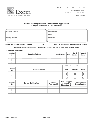 Vacant Building Program Supplemental Application