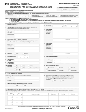 Canada Permanent Resident Card Application