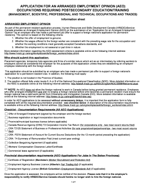 Application for Arranged Employment Opinion