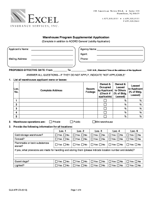 Warehouse Program Supplemental Application
