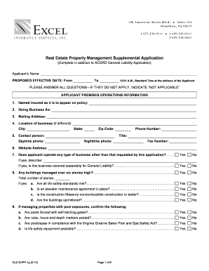 Real Estate Property Management Supplemental Application