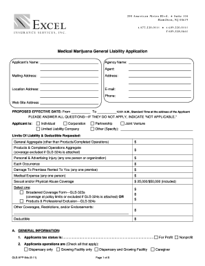 Medical Marijuana General Liability Application