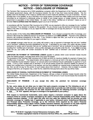 Terrorism Risk Insurance Act Coverage Offer