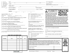 Everett Community College Registration Form
