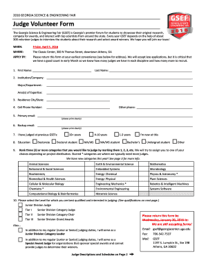 Judge Volunteer Form 2016 - Georgia Center - UGA - georgiacenter uga