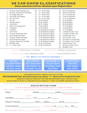 58 CAR SHOW CLASSIFICATIONS - Shelby Charter Township - shelbytwp