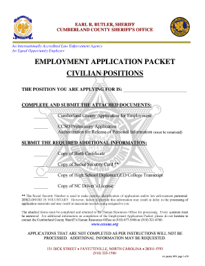 Cumberland County Employment Application Packet
