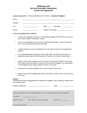 Everett Community College Locker Use Agreement
