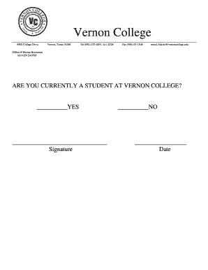 Vernon College Student Verification Form