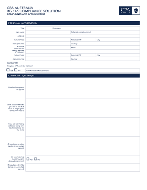 CPA Australia Complaints and Appeals Form