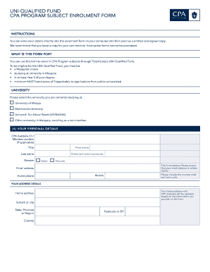 CPA Program Subject Enrolment Form