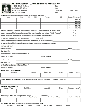 RLS Management Company Rental Application