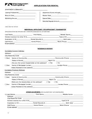 Apartment Rental Application Form