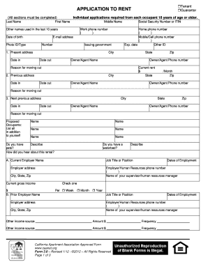 Tenant Application to Rent