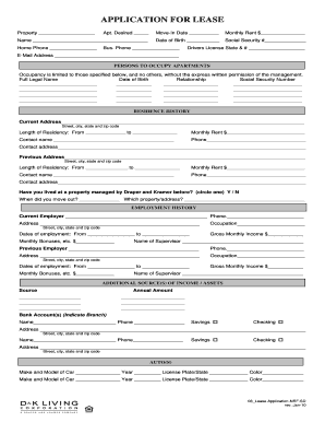 Residential Lease Application Form