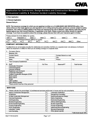 Contractor Professional Liability Application