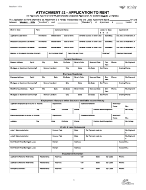 Western Hills Application to Rent
