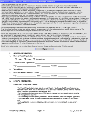 Chubb D&O Elite Directors and Officers Liability Insurance Application