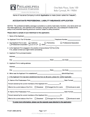 Accountants Professional Liability Insurance Application