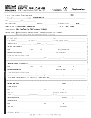 Washington Rental Application Form
