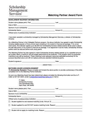 Matching Partner Award Form