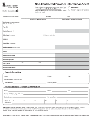 Non-Contracted Provider Information Sheet