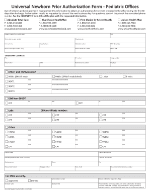 Universal Newborn Prior Authorization Form