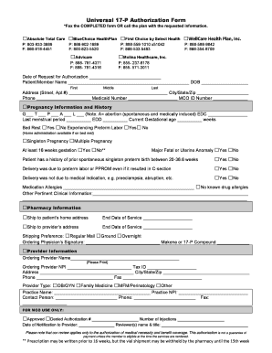 Universal 17-P Authorization Form