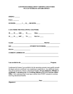 Continued Enrollment Certification Form
