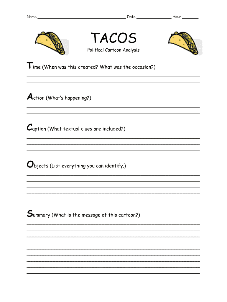 Tacos Political Cartoon Analysis - Fill Online, Printable Intended For Political Cartoon Analysis Worksheet