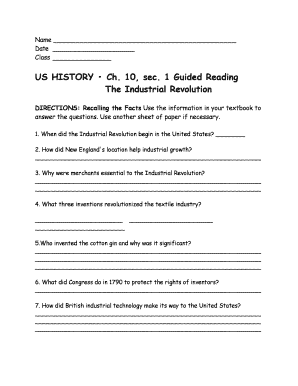 US History Industrial Revolution Guided Reading