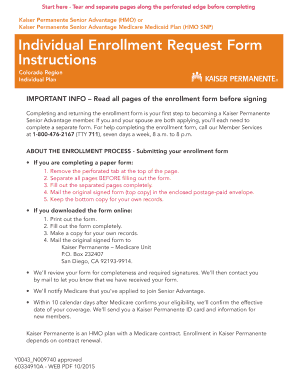 Kaiser Permanente Senior Advantage Enrollment Form