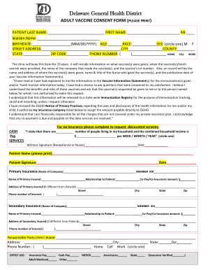 Adult Vaccine Consent Form