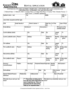 Everett Apartments Rental Application