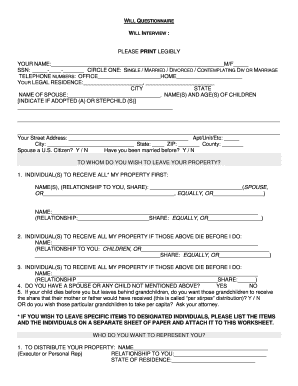Will Questionnaire