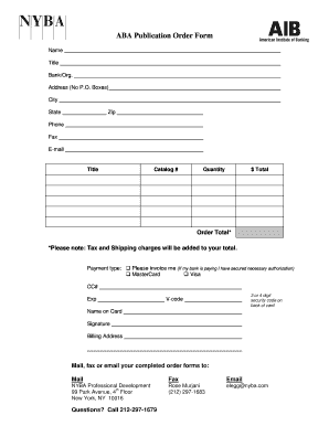 ABA Publication Order Form