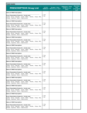 Prescription Drug List Form